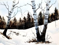 Birch Trees, Painting, Watercolor on Watercolor Paper