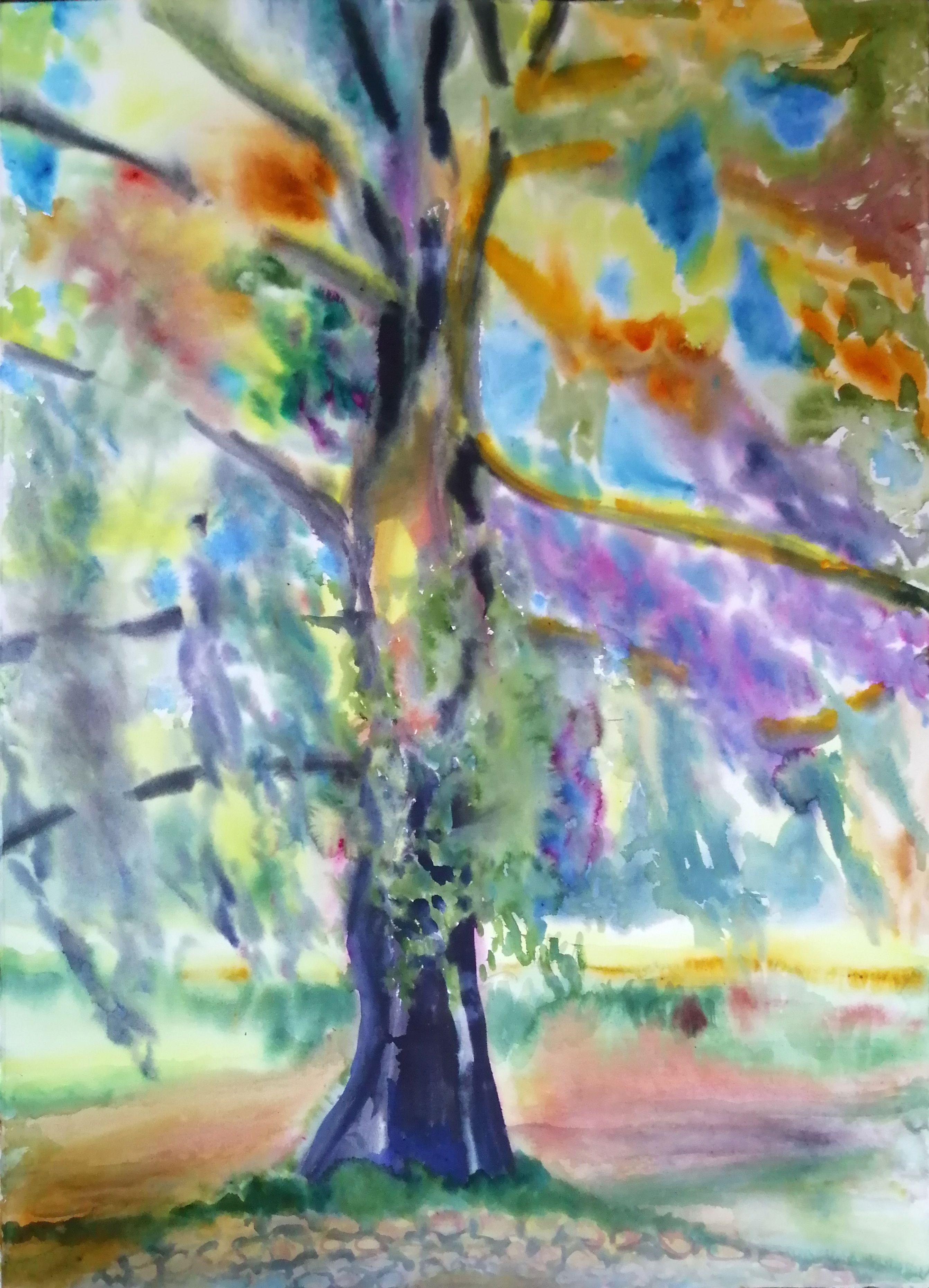 The Tree Spirit, Painting, Watercolor on Watercolor Paper - Art by Marko Fenske