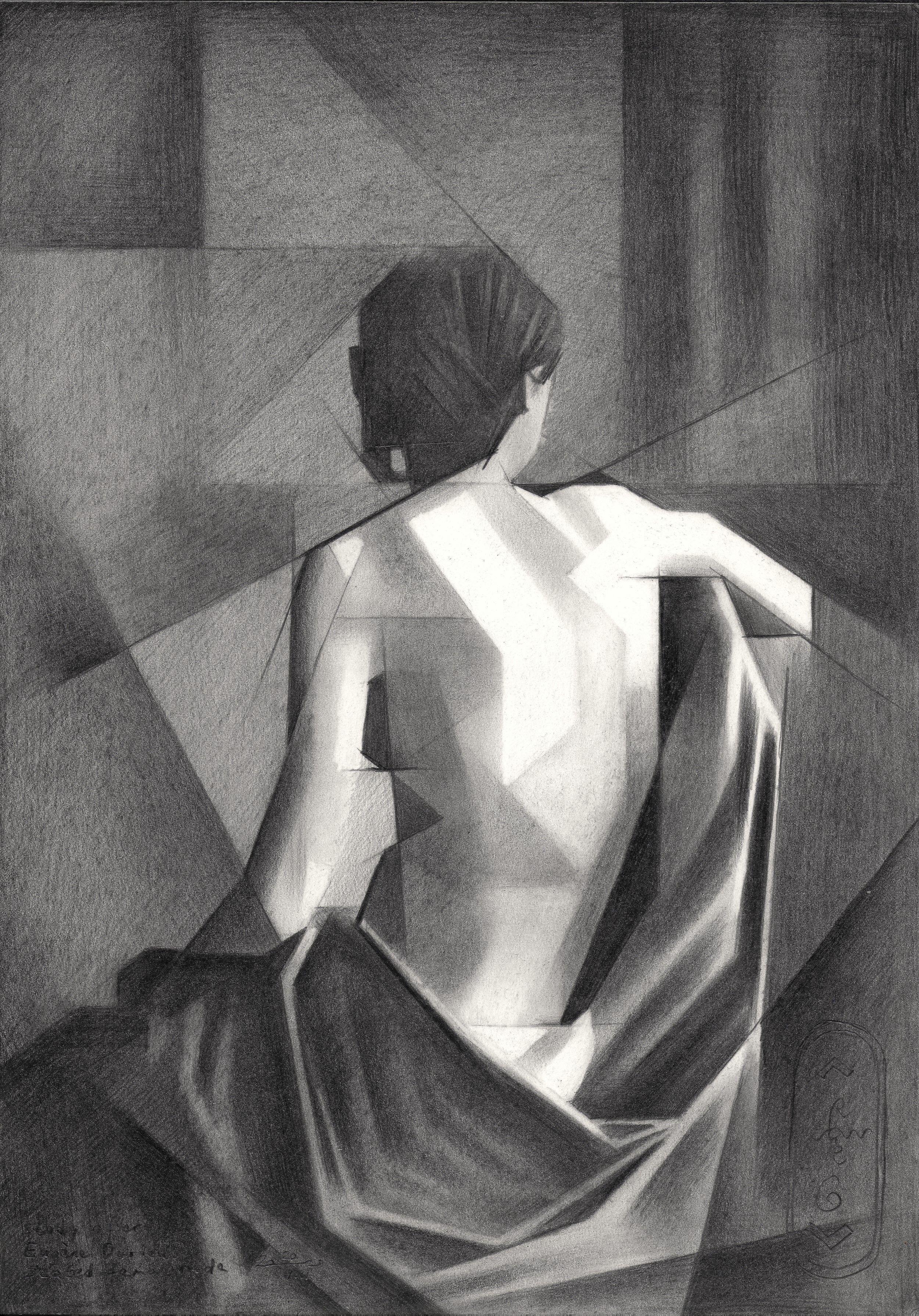 Estudio según el Desnudo Femenino Sentado de Eugène Durieu - 2, Dibujo, Lápiz/Color