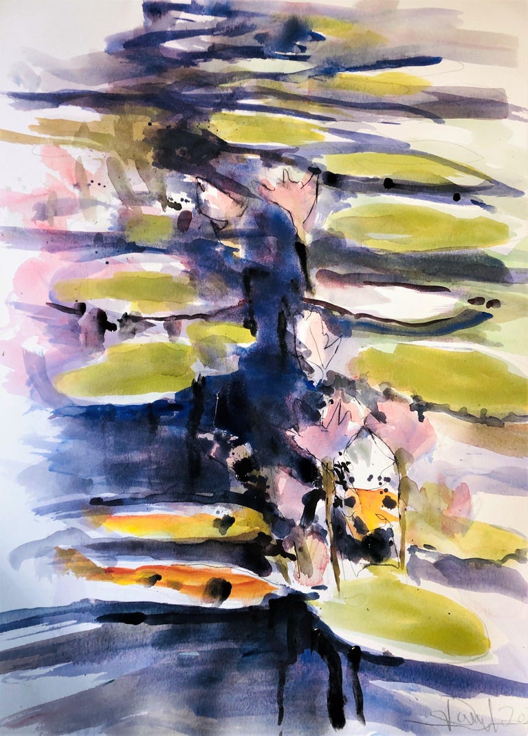 Daniel Clarke Pink Lilies, Painting, Watercolor on Watercolor Paper