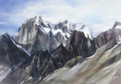 Brenva e Mont Blanc, Aquarell auf Papier von Silvia De Bastiani, 2019