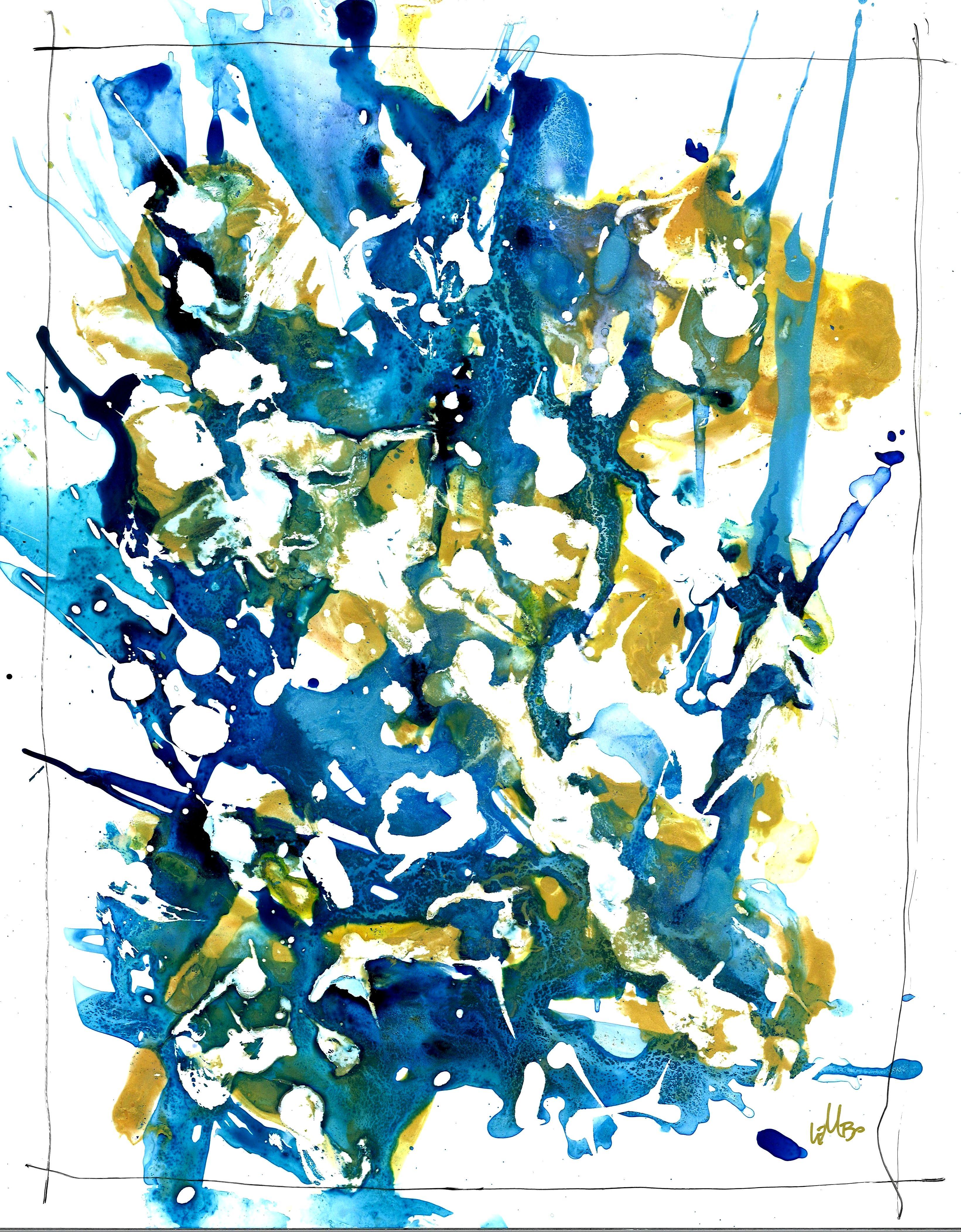 Mark Lembo Abstract Drawing - Blue n Gold