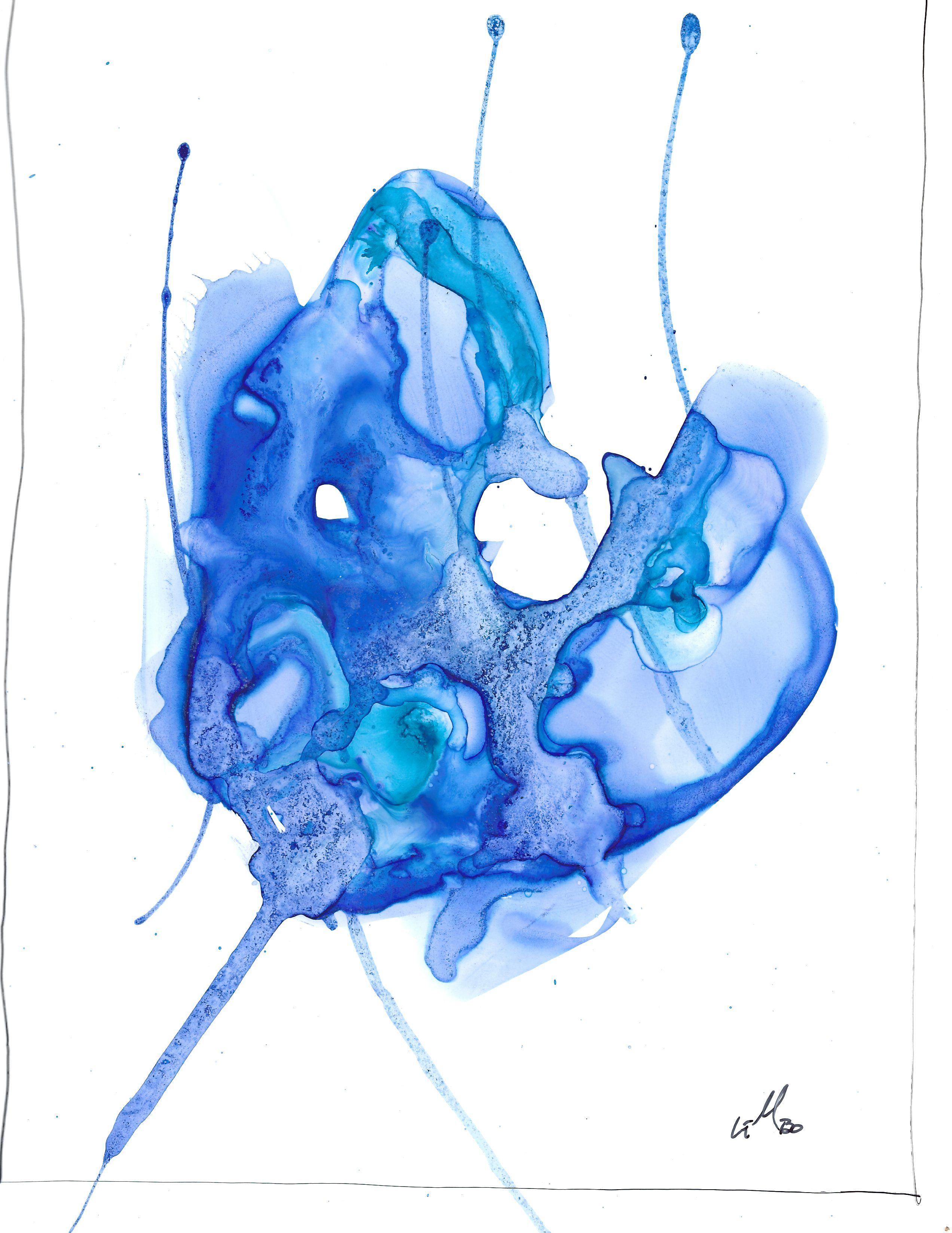 Mark Lembo Abstract Drawing - Working Blue 01