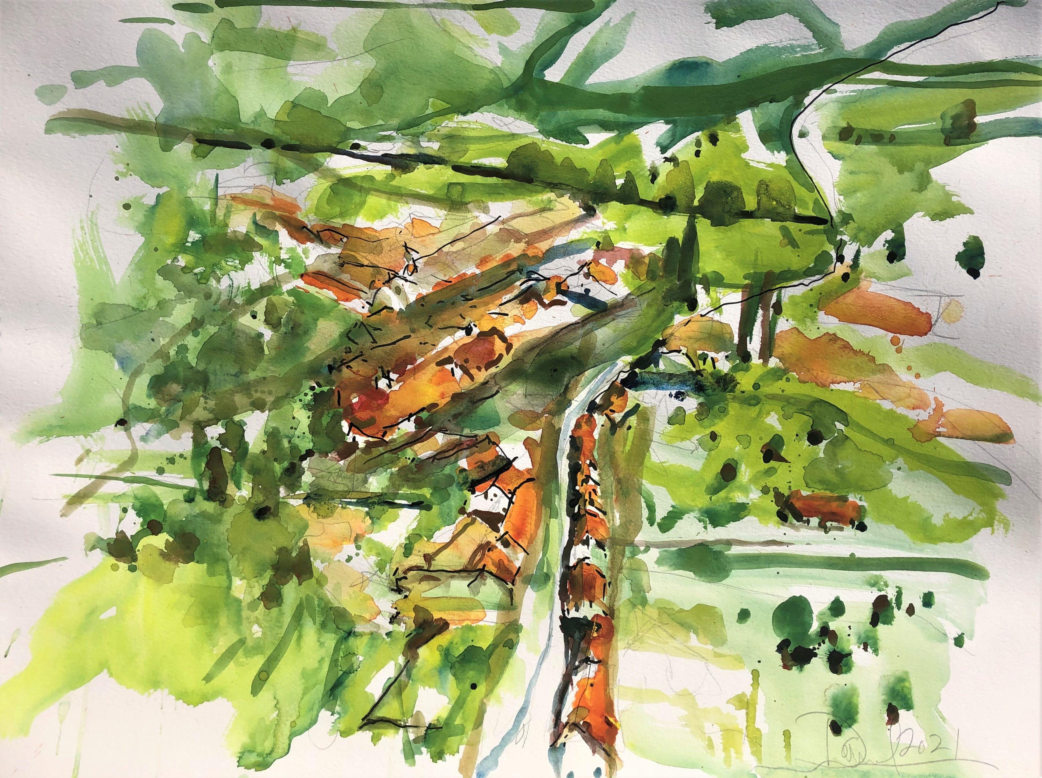 Swiss Village, Painting, Watercolor on Watercolor Paper - Art by Daniel Clarke