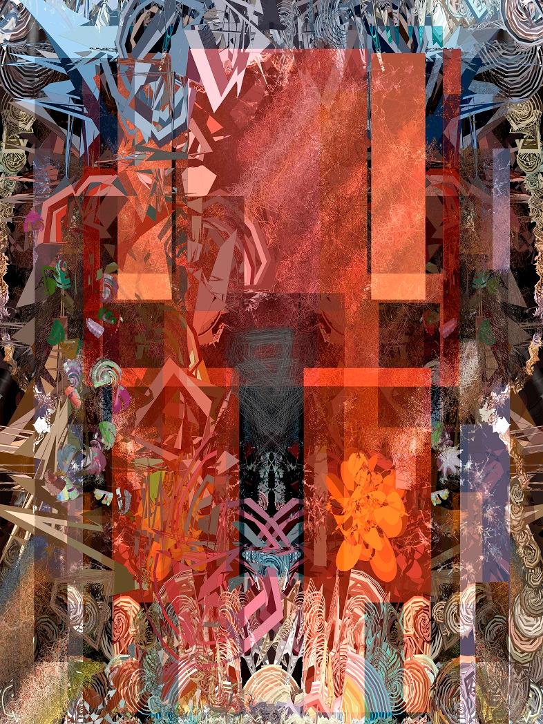 Shibuichi, Abstract Digital Manipulation Print on Paper, 2021