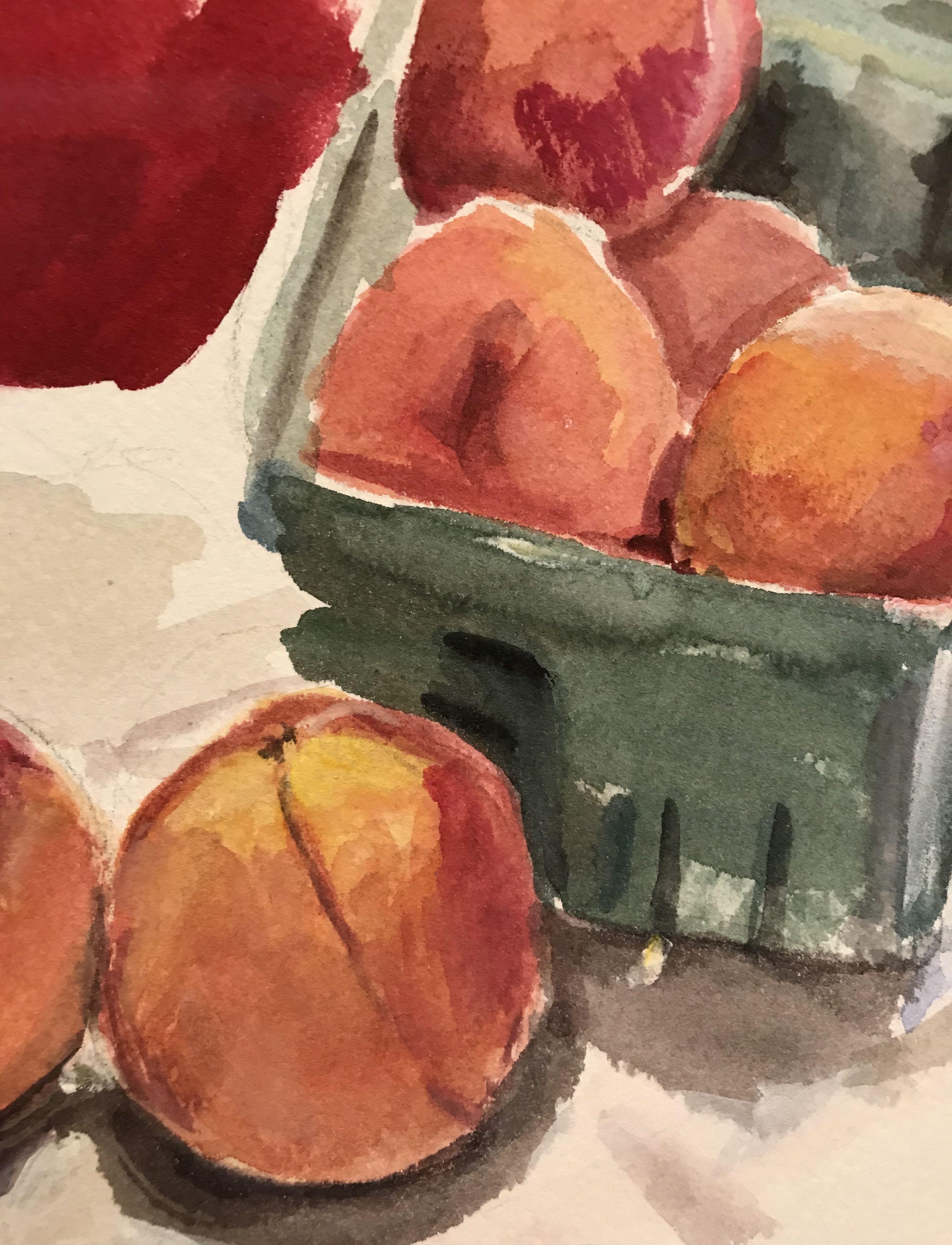 Jersey Peaches, Painting, Watercolor on Watercolor Paper 1
