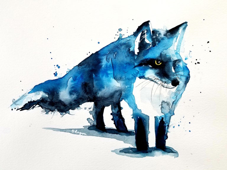 Jim Lagasse The Blue Fox, Painting, Watercolour on Watercolour Paper