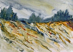 Textured Watercolor Landscape, Painting, Watercolor on Watercolor Paper
