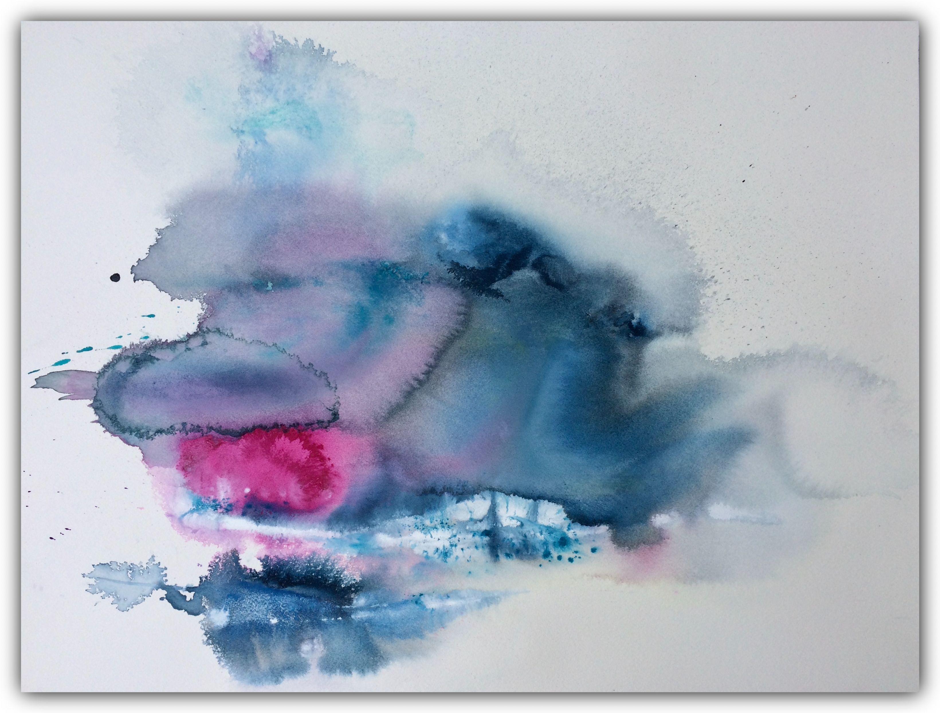 Song Of Clouds I Wolkenlied, Painting, Watercolor on Paper - Art by Gesa Reuter