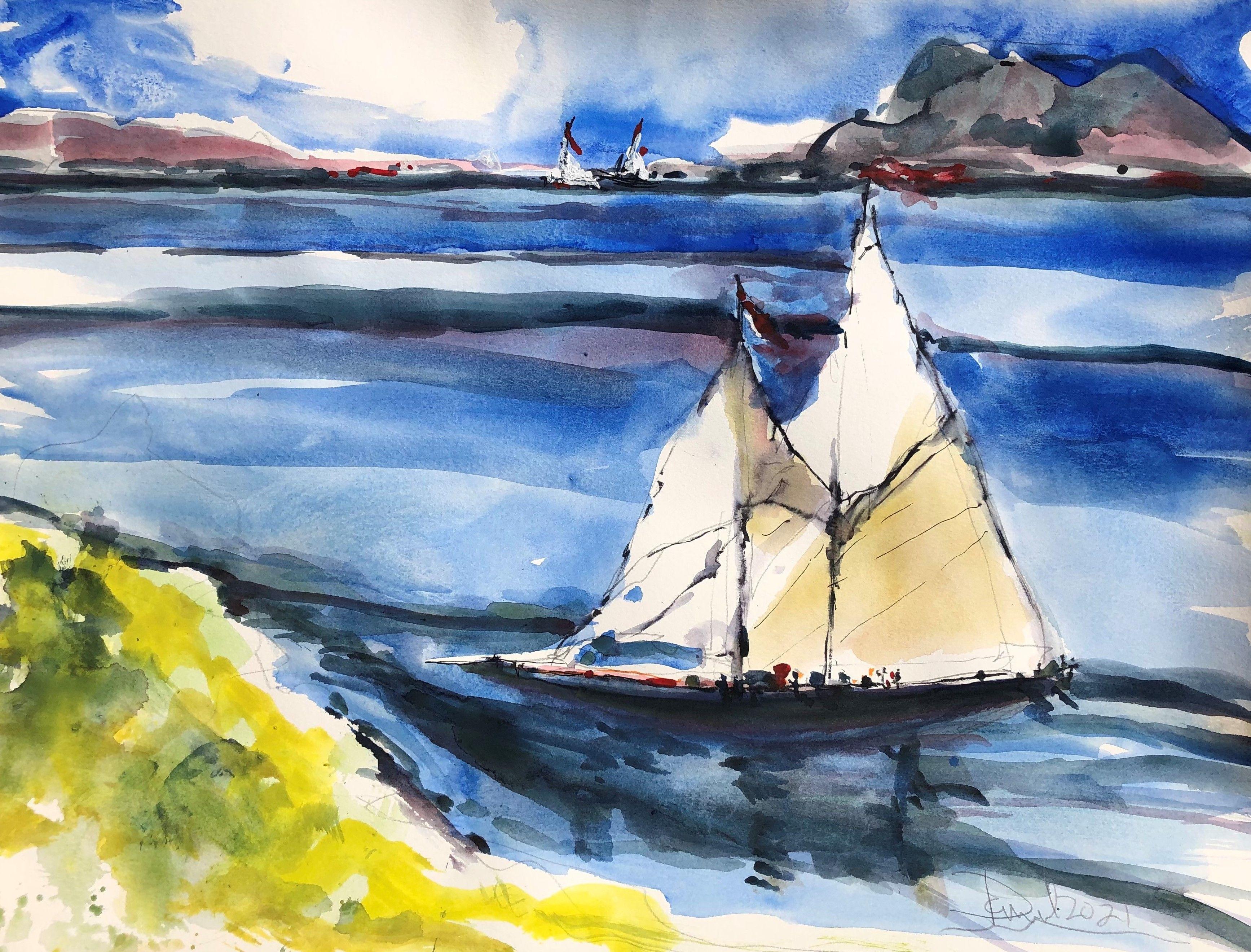 Offshore!, Painting, Watercolor on Watercolor Paper - Art by Daniel Clarke