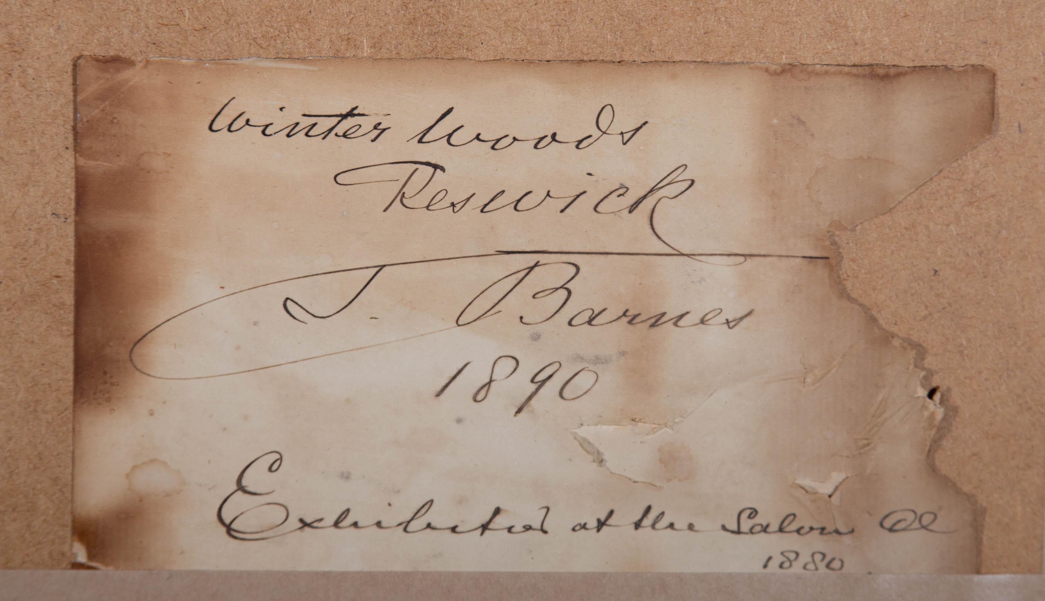 Aquarelle de Joseph Barnes (1835-1915), 1890, Bois d'hiver, Keswick 3