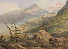 Antique 1839 Watercolour - Chamonix
