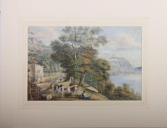 Early 19th Century Watercolour - Resting by Lake Geneva