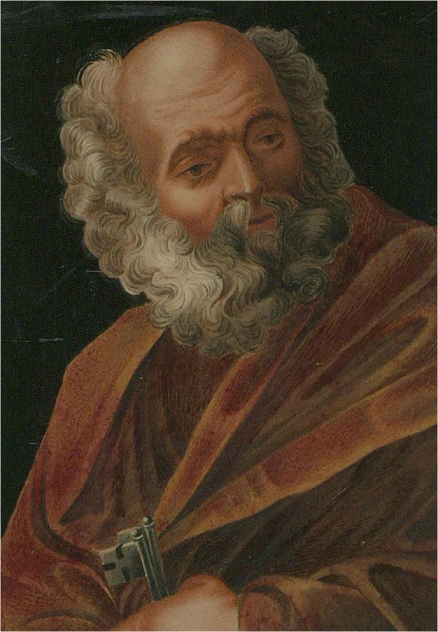 Early 19th Century Watercolour - St Peter - Black Portrait by Unknown