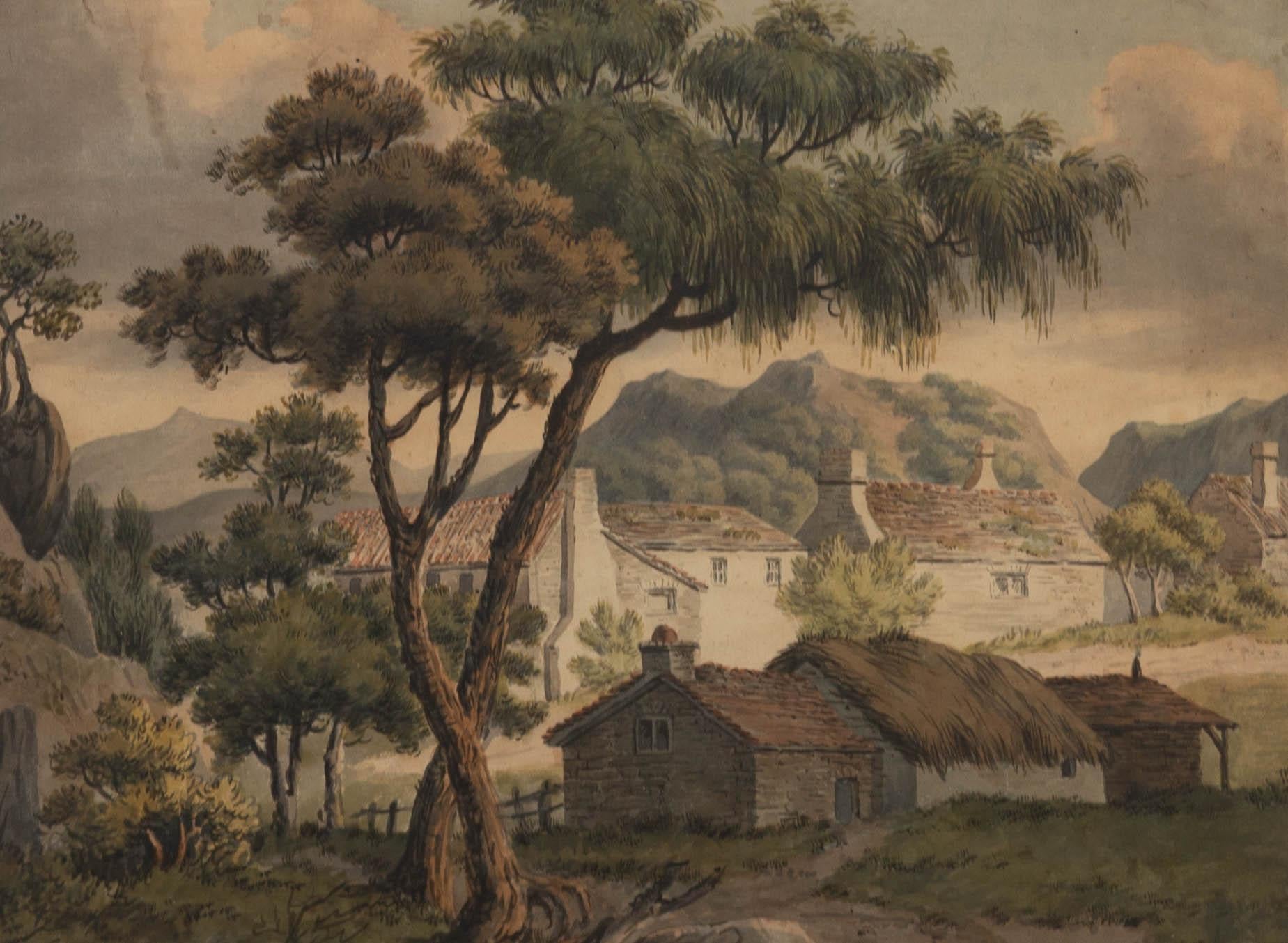 Unknown Landscape Art - 18th Century Watercolour - Rustic Village