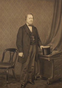 American 1860s Watercolour - Male Portrait
