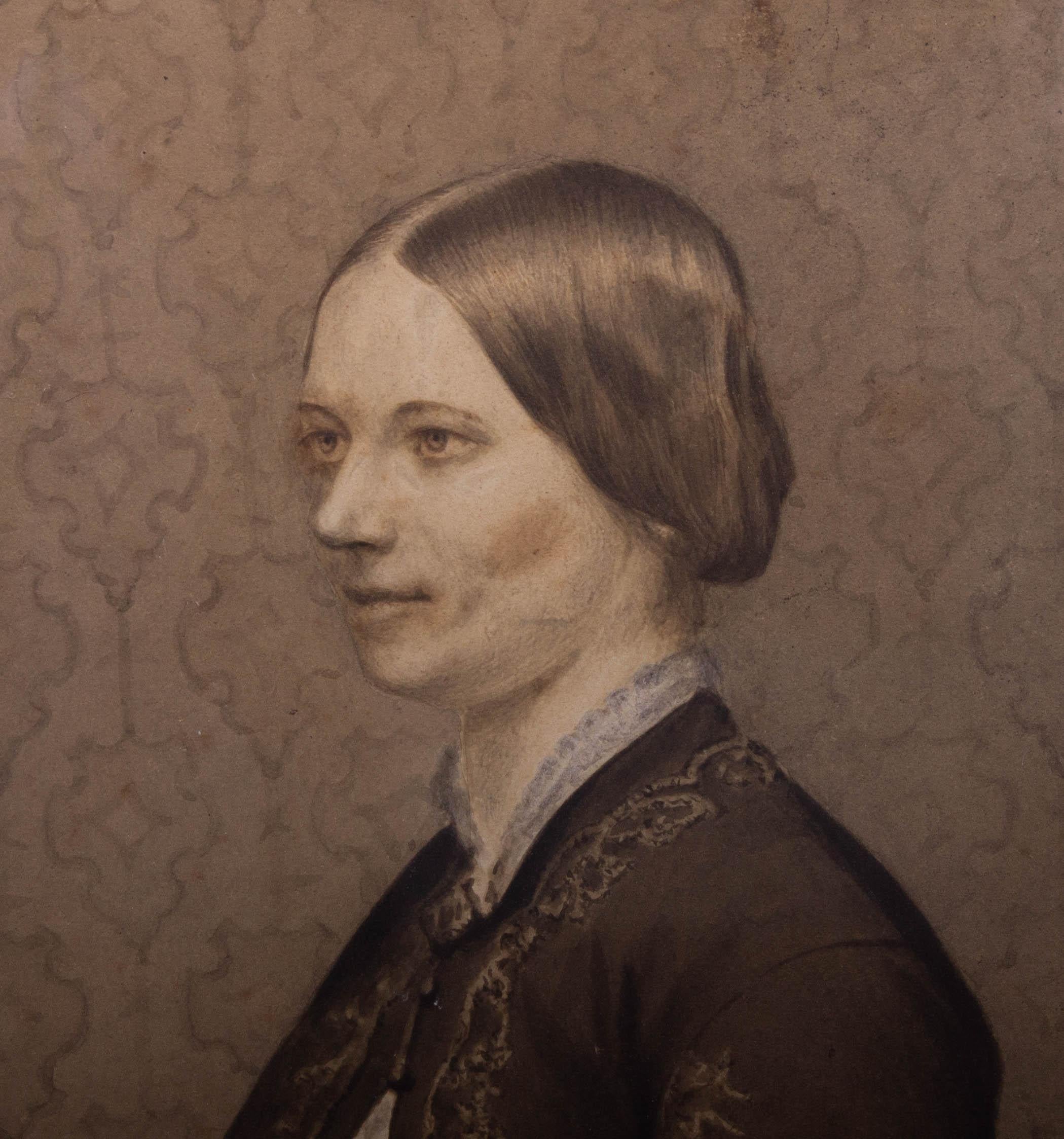 American 1860s Watercolour - Female Portrait 2