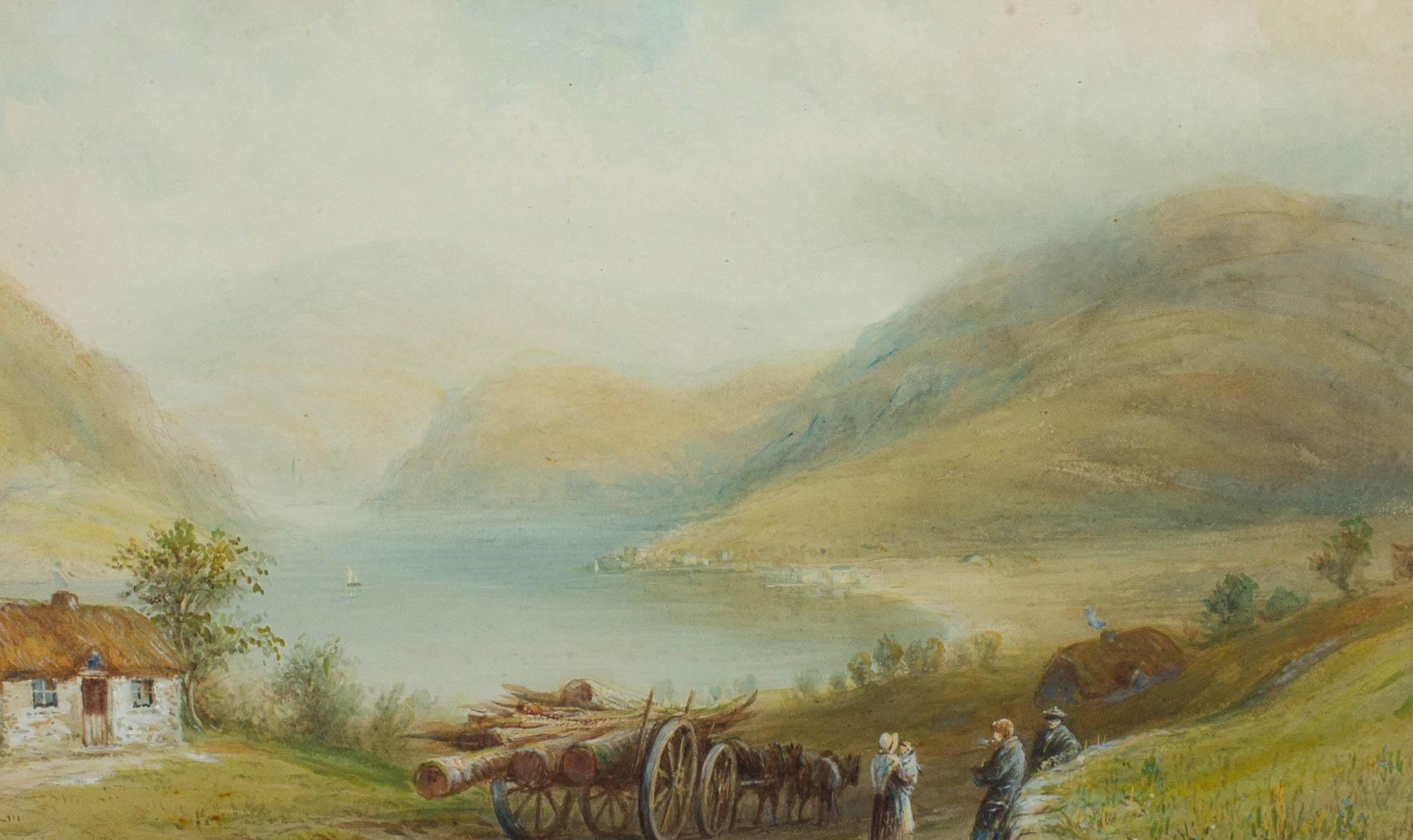 Landscape Art Unknown - Aquarelle de la fin du XIXe siècle - Vue d'un étang