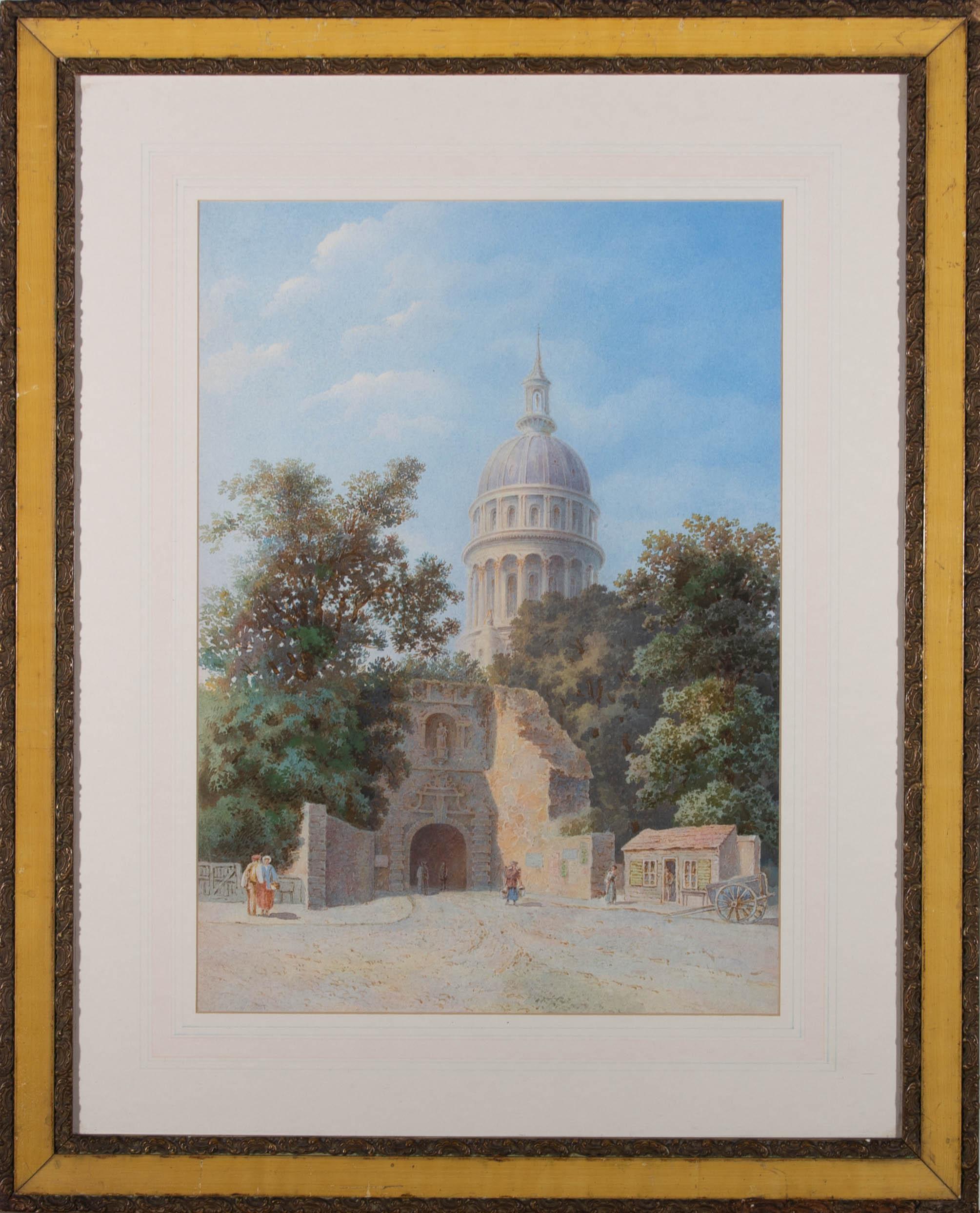 Early 20th Century Watercolour - Basilica of Notre-Dame de Boulogne - Art by Unknown