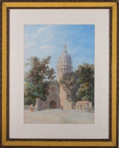 Aquarelle du début du XXe siècle - basilique de Notre-Dame de Boulogne