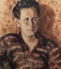 Margaret Fisher Prout (1875-1963) - Milieu du XXe siècle Huile, portrait en Brown