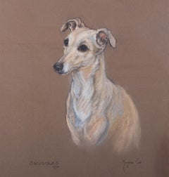 Pastellfarbener Marjorie Cox - 1970, „Snuggles the Whippet“