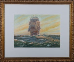A.D. Bell (1884-1966) - 1937 Gouache, Clipper under Full Sail