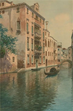 Eugenio Benvenuti (1881-1959) - Watercolour, A Venice Canal with Gondola