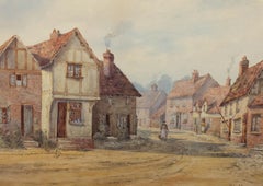F.L.B. - Late 19th Century Watercolour, Village Street