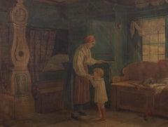 Virginia Larsson (1844-1893) - Swedish Watercolour, Woman and Child