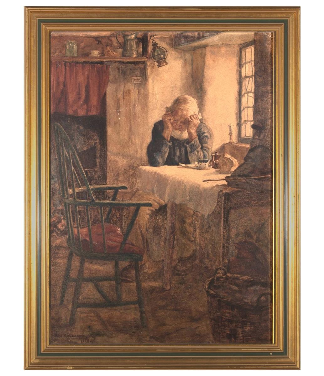 William Alfred Rollason (c.1851-c.1893) - 1889 Watercolour, Empty Chair 2