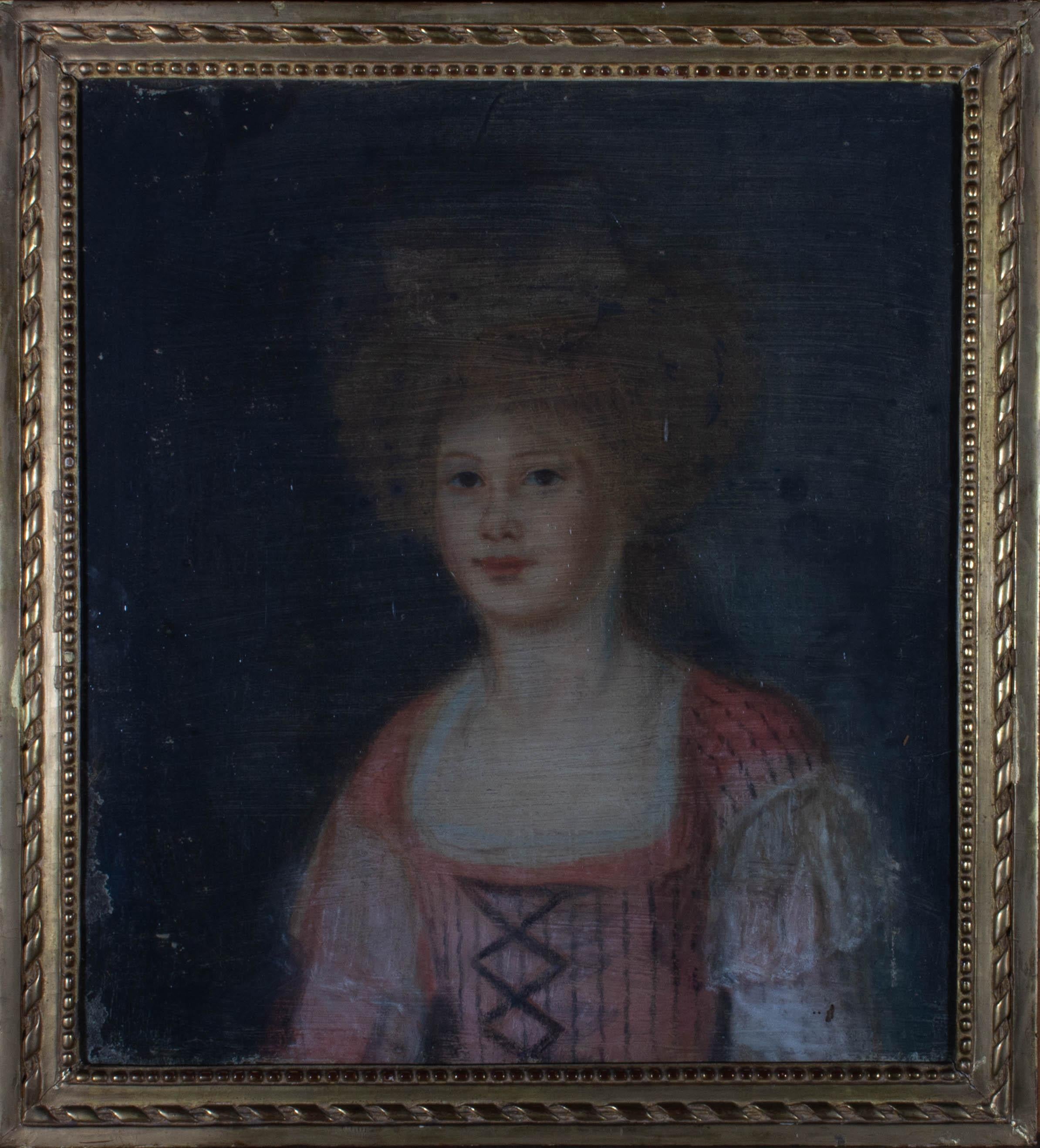 Unknown Portrait - Early 19th Century Watercolour - Girl In Pink