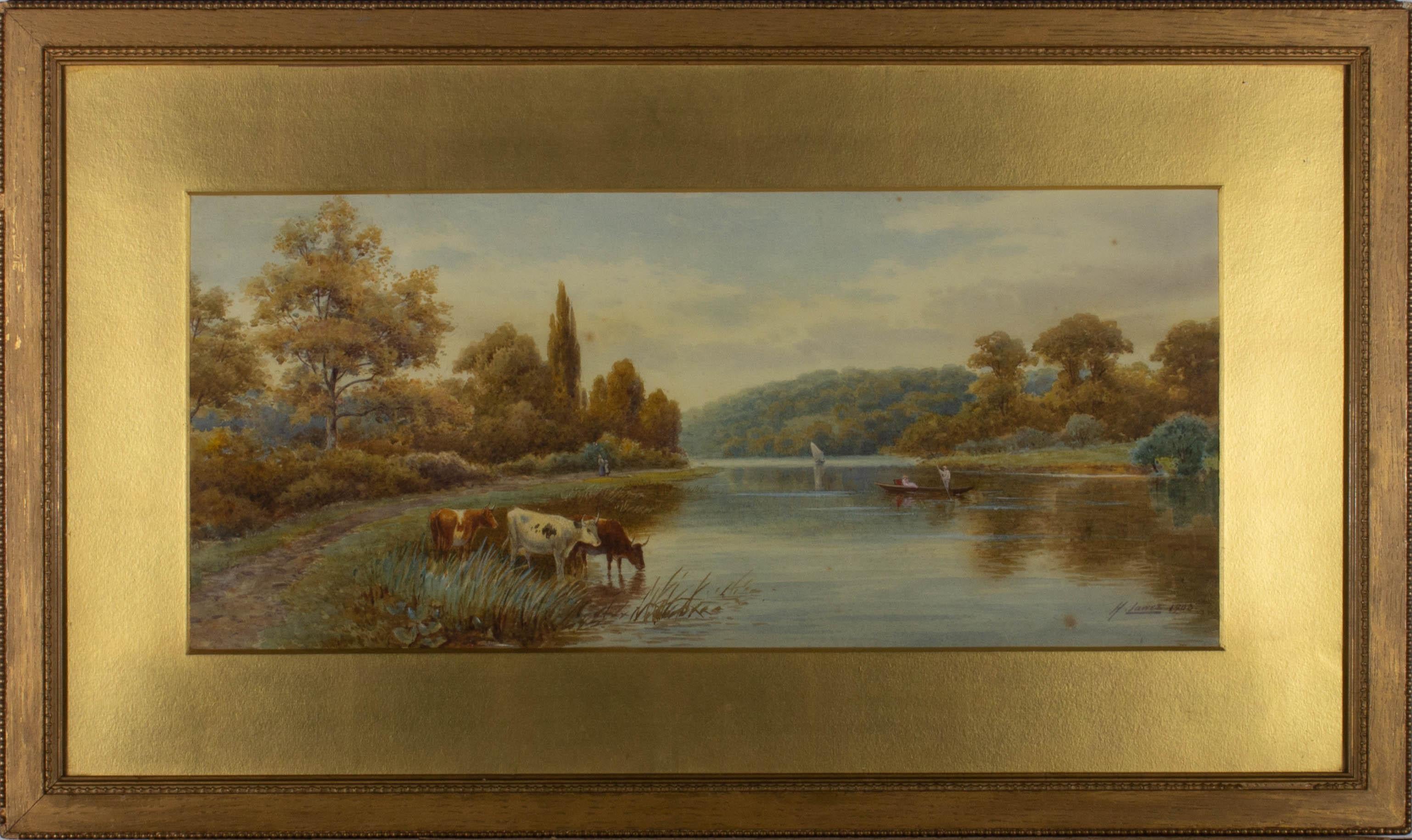 Harold Lawes (1865-1940) - 1903, aquarelle, rivière anglaise 1
