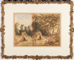 J.E. - Late 19th Century Watercolour, Sitting in the Meadow