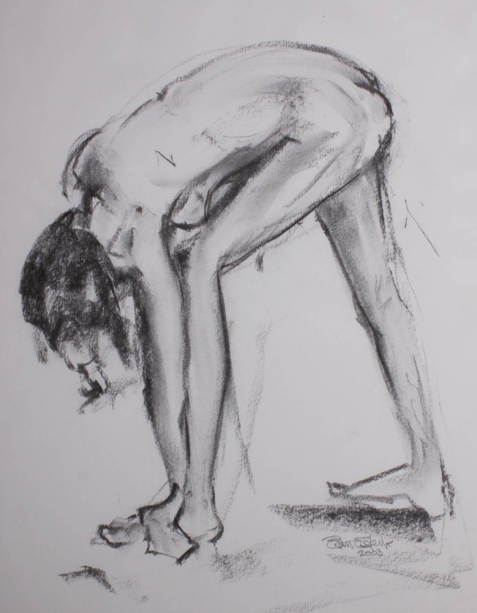 2003 Charcoal Drawing - Nude Study - Art by Unknown