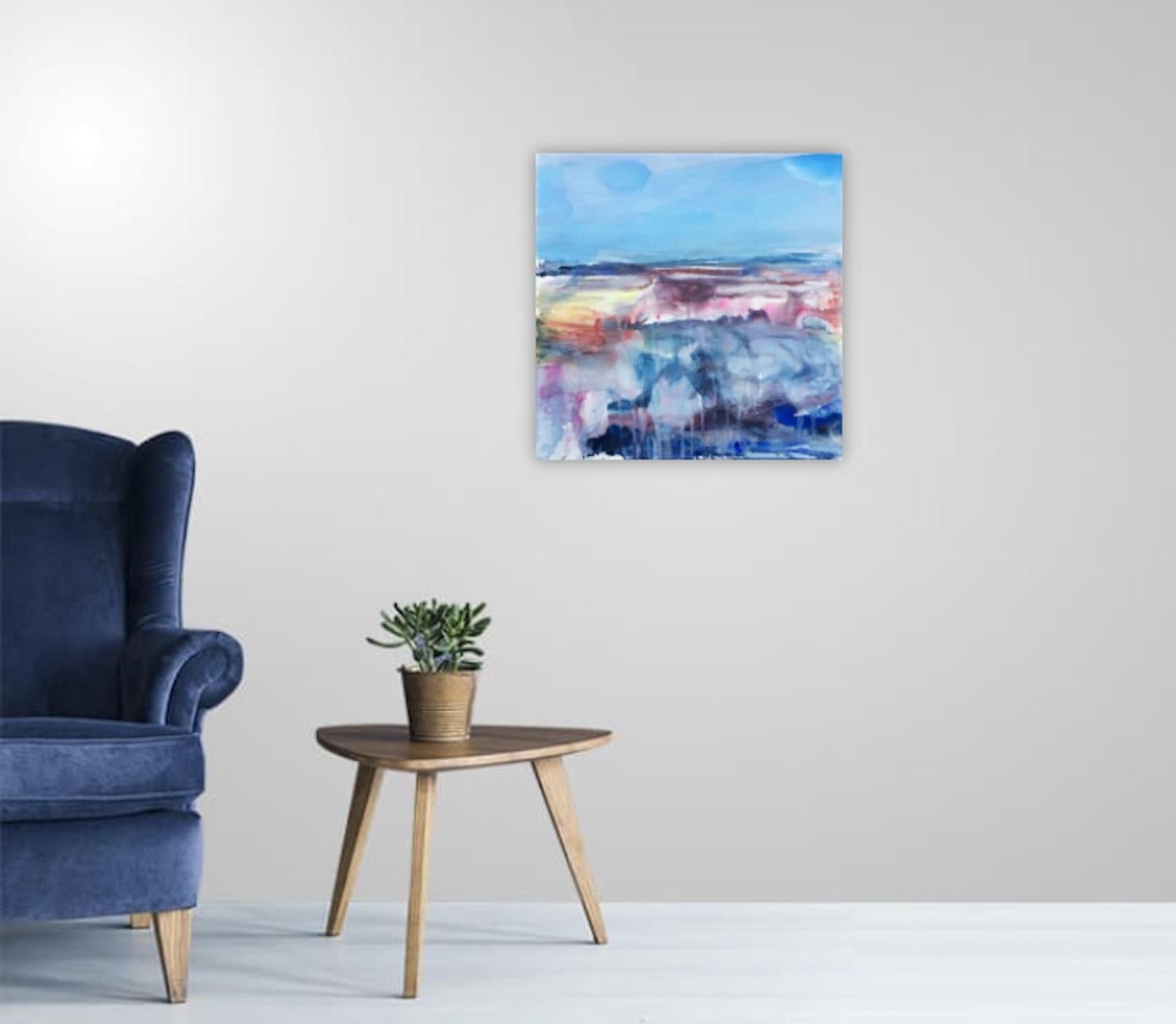 Contare le onde, Pittura, Acquerello su tela in vendita 3