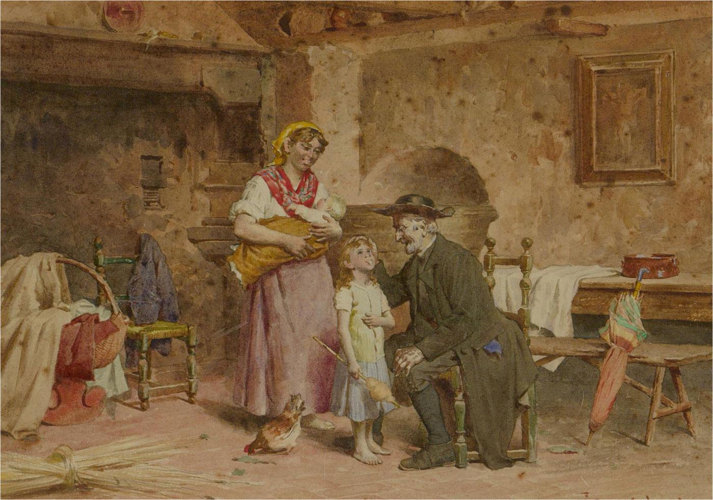 Virgilio Colombo - Italian Late 19th Century Watercolour, Visiting Priest 2