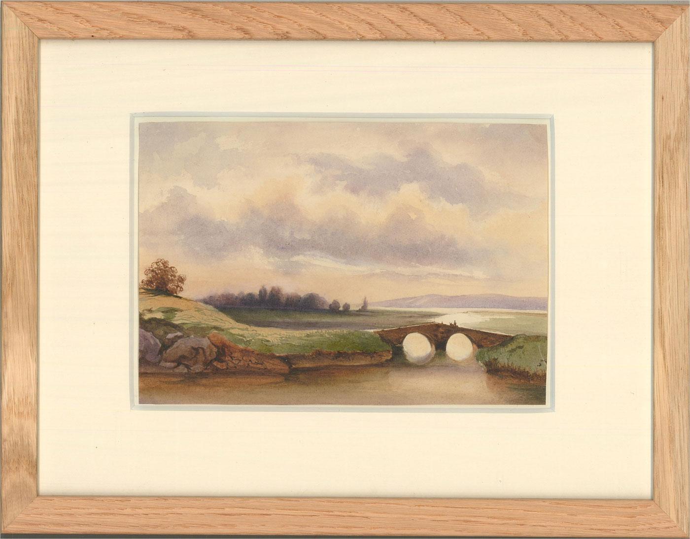 Late 19th Century Watercolour - After The Rain - Beige Landscape Art by Unknown
