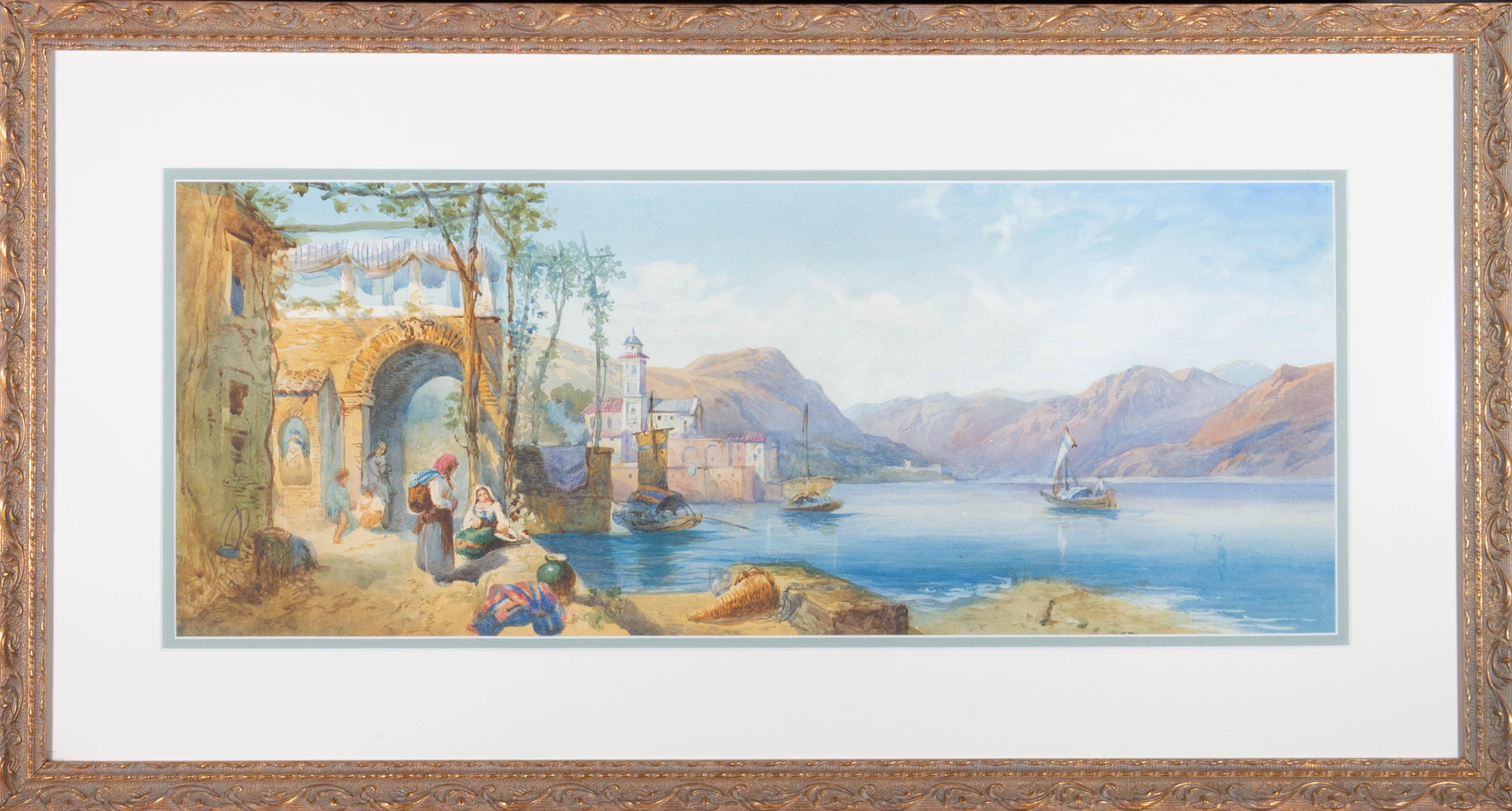 Unknown Landscape Art - Late 19th Century Watercolour - Italian Lake Scene