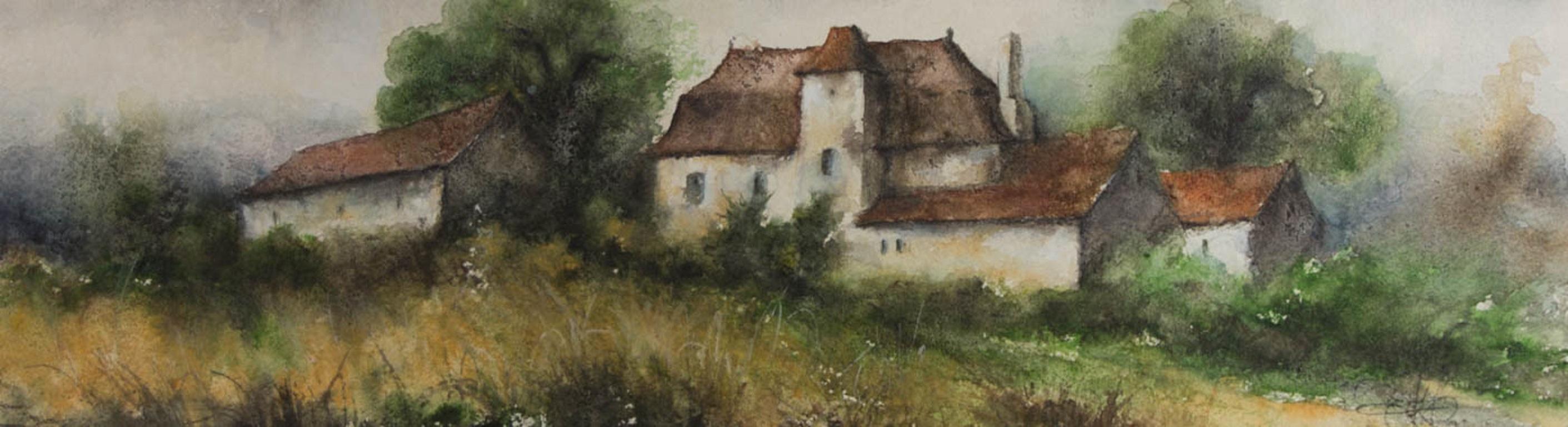 Unknown Landscape Art - 20th Century Watercolour - French Farmstead