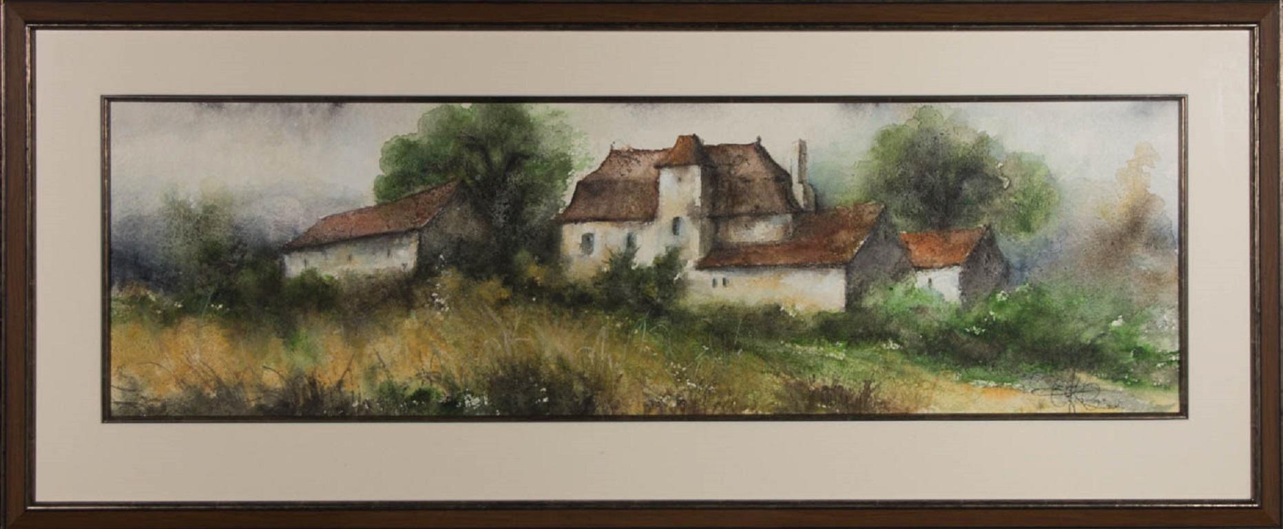 20th Century Watercolour - French Farmstead - Art by Unknown