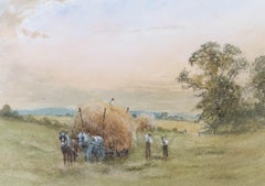 Christopher Jarvis - 20th Century Watercolour, Haymaking At Sunset