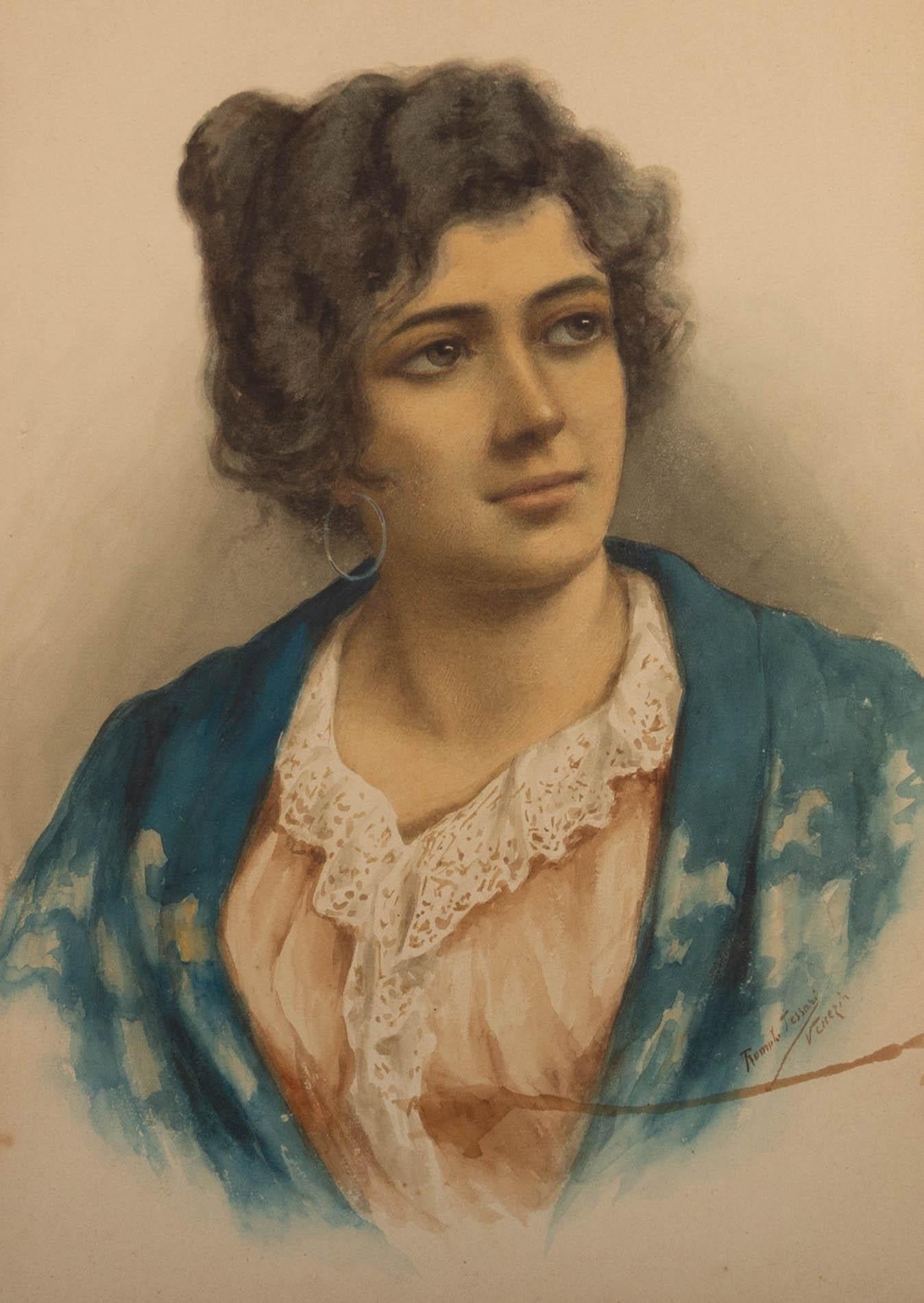 Romolo Tessari (1868-1947) - Early 20th Century Watercolour, Venetian Woman 4