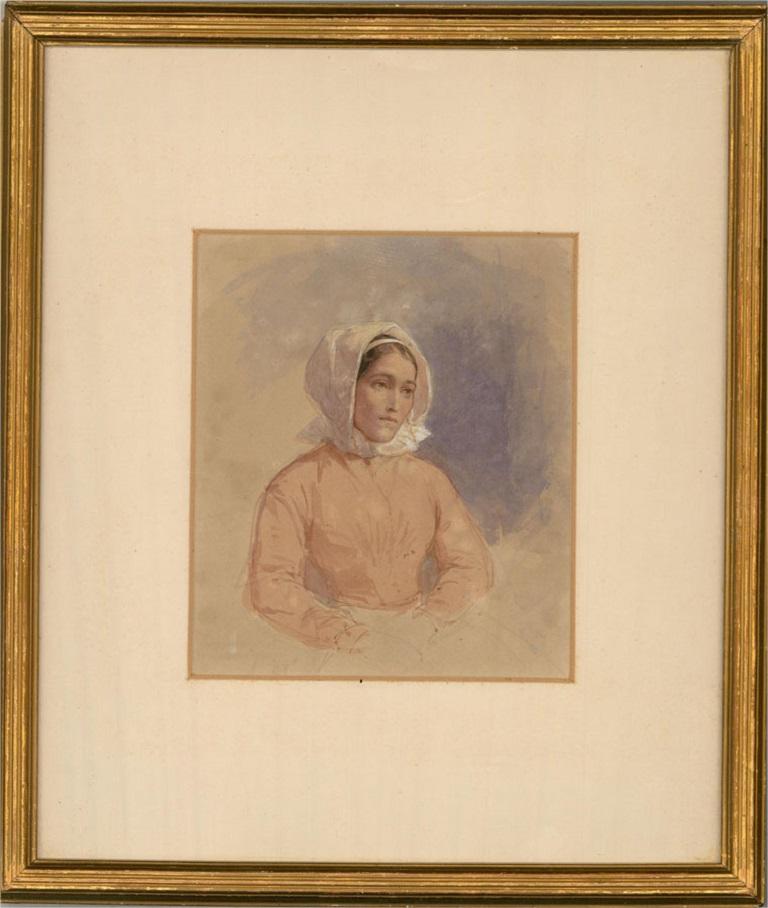 Mid 19th Century Watercolour - French Fishwife - Art by Unknown