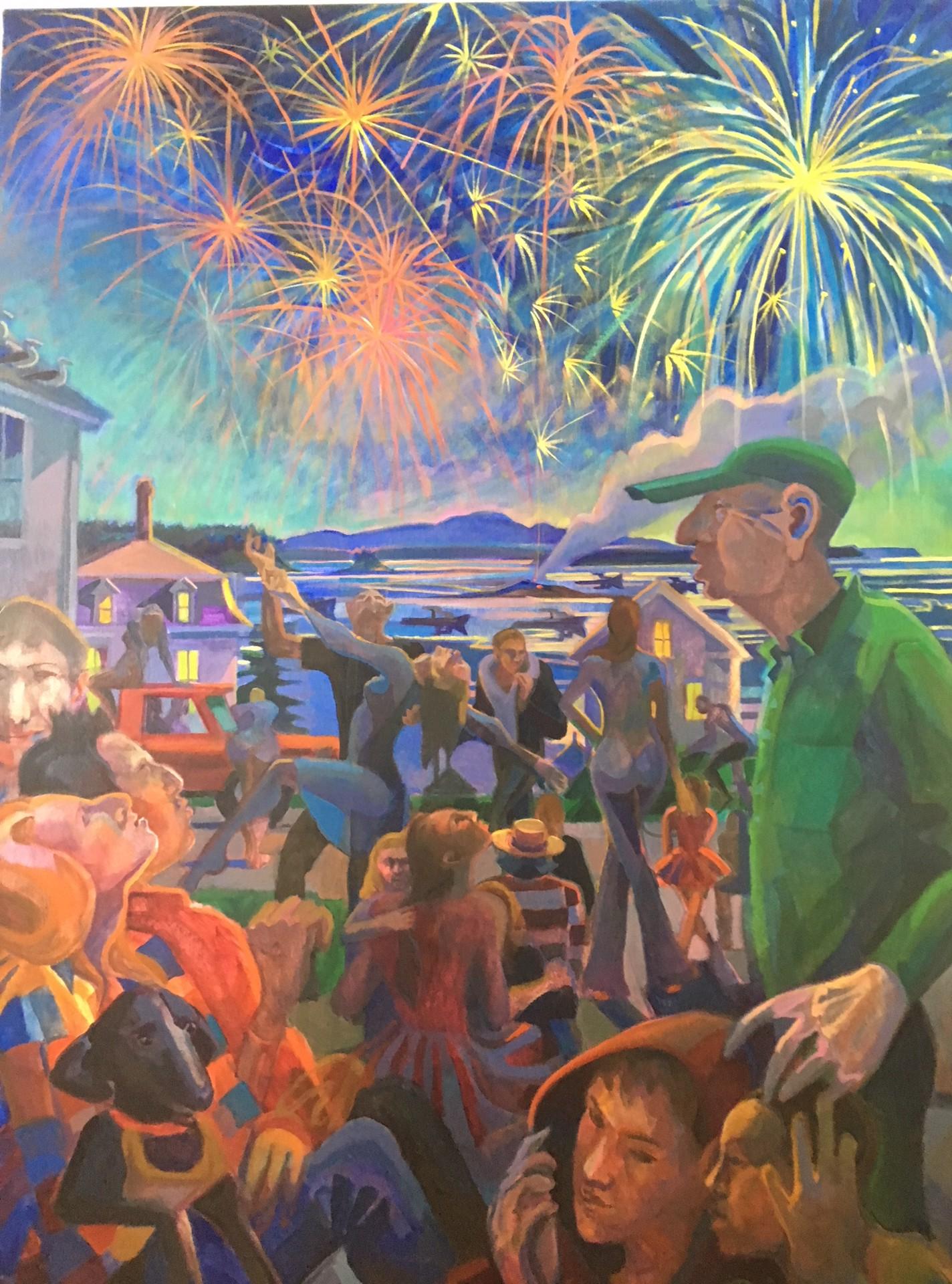 Stonington Fireworks - Art by Jill Hoy
