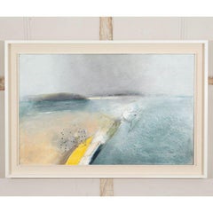 North Sea - coast, landscape painting, oil, sand and found objects, abstract