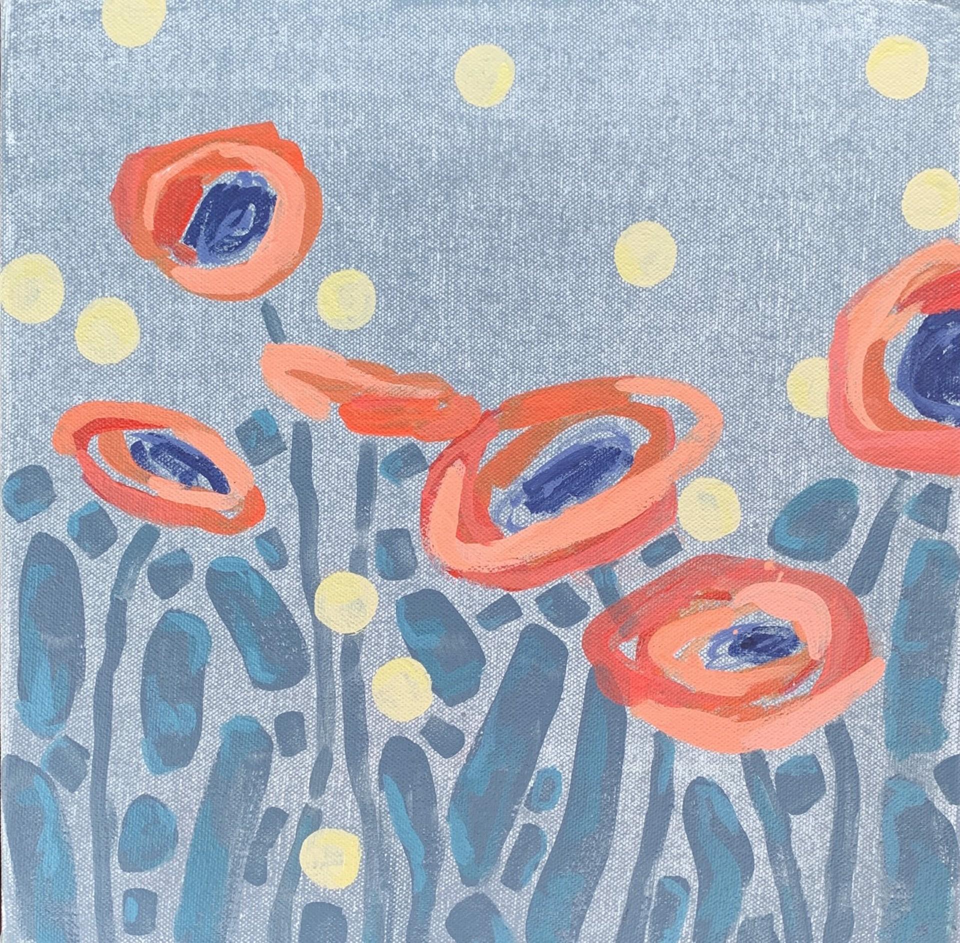 Orange Poppies and Dots - Art by Julia Blake
