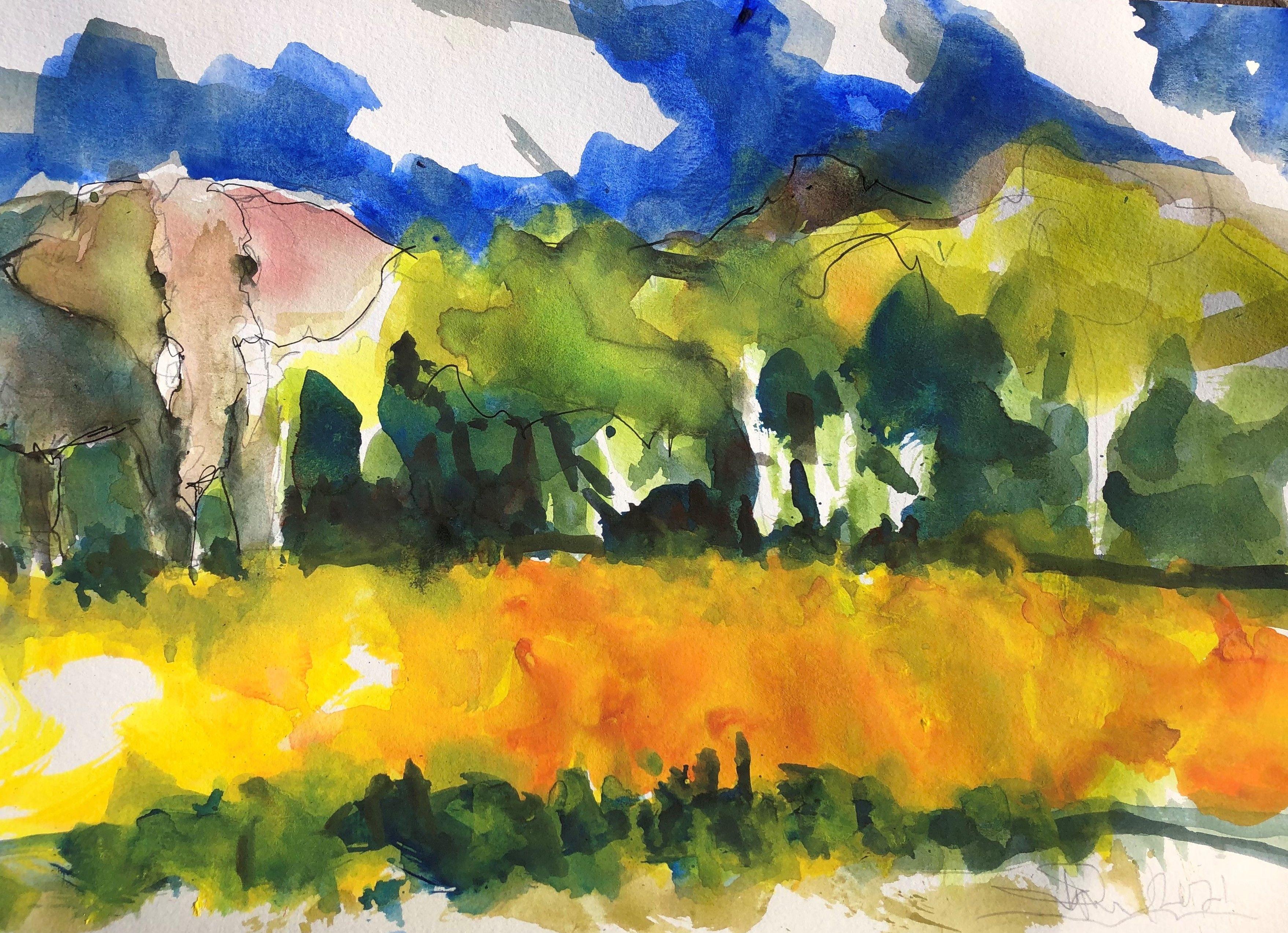 Sorpresa del Serengeti, Pintura, Acuarela sobre papel de acuarela - Art de Daniel Clarke