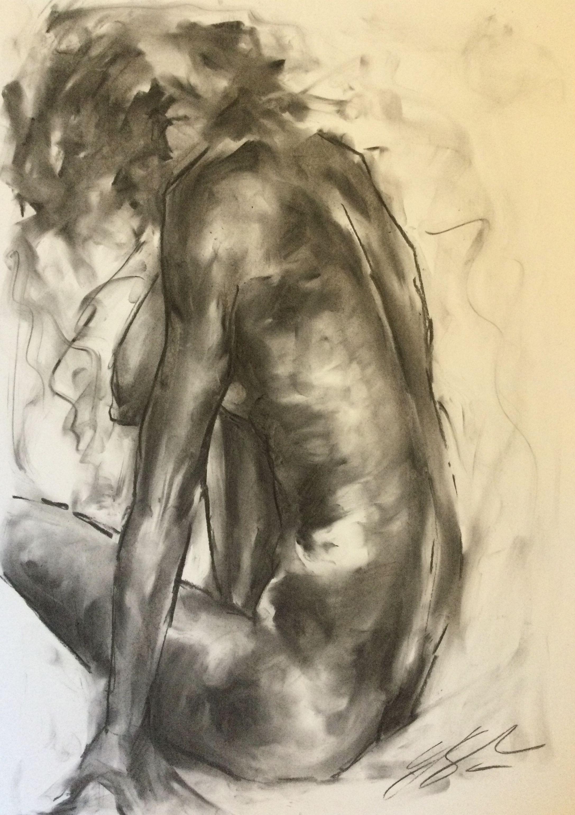 Sunday Vibes, Drawing, Charcoal on Paper - Art by James Shipton