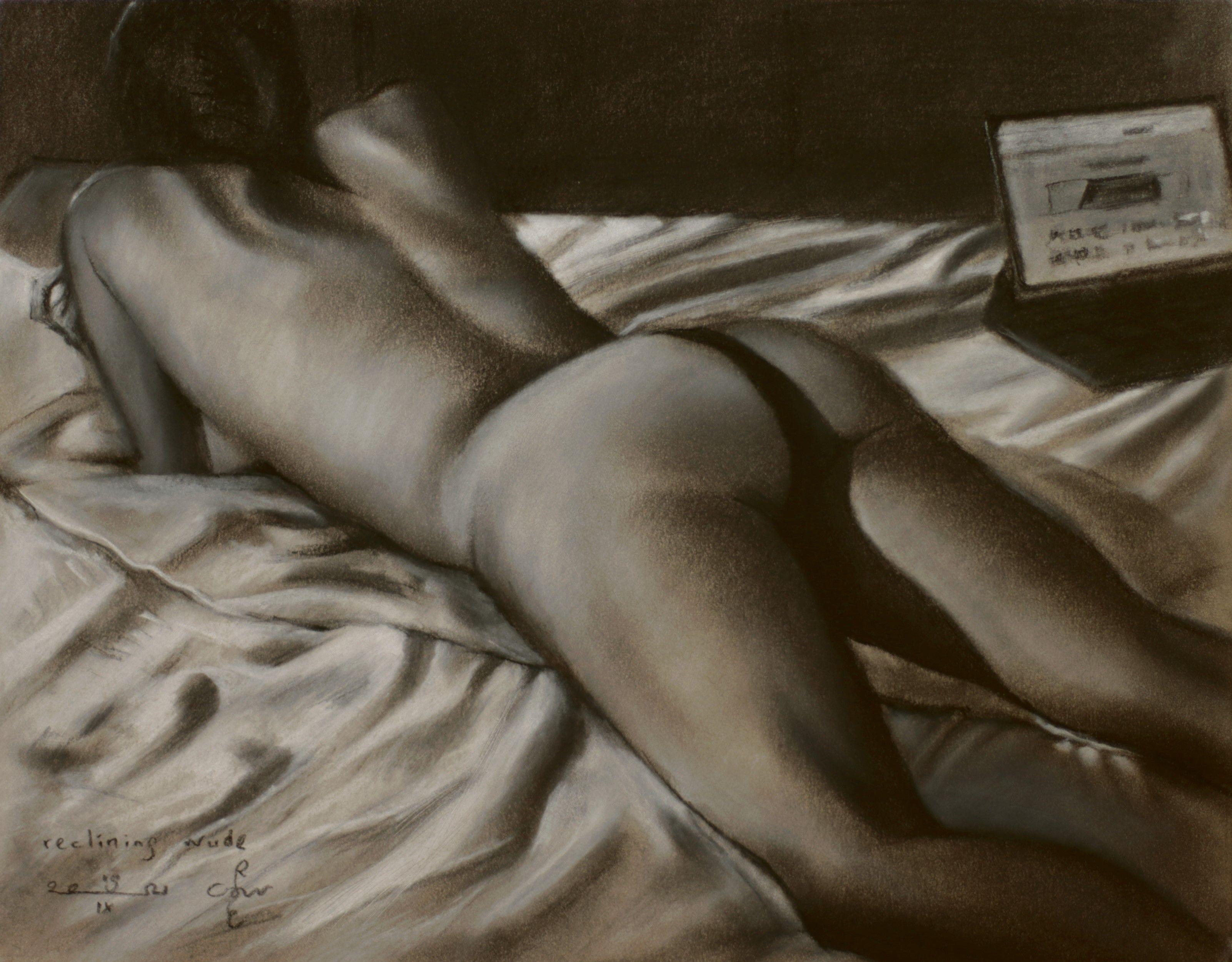 Reclining Nude â€“ 19-09-21, Drawing, Pastels on Paper - Art by Corne Akkers